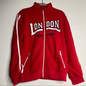 Nas London England red full zip sweatshirt